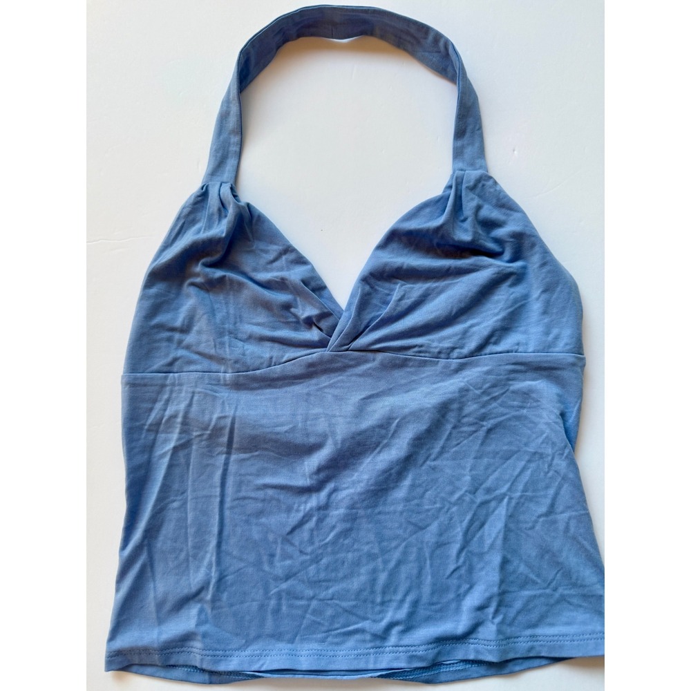 Intimately Free People Halter Top Blue Modal Blend V-Neck XS TP